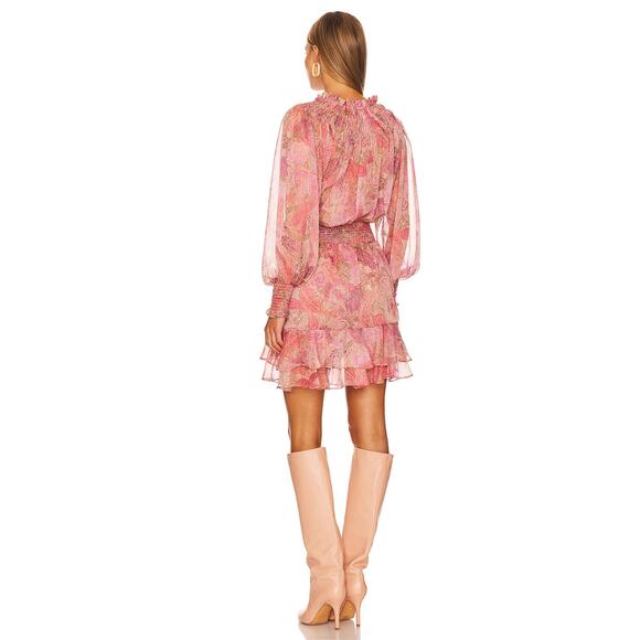 MISA LA Almaha pink sheer long sleeve mini dress - Picture 2 of 8